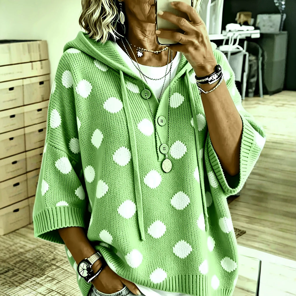 Elegante Polka-Dot-Bluse mit Kapuze