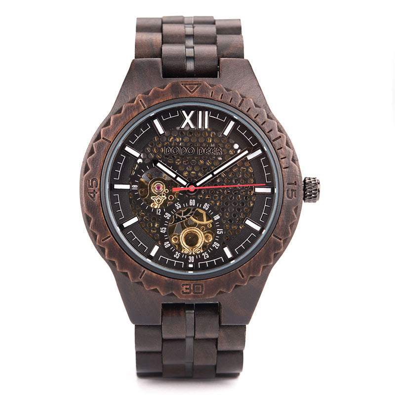 Mechanische Holz‑Uhr mit Lumen‑ und Chronographen – Bild 2 | LuxeStyle