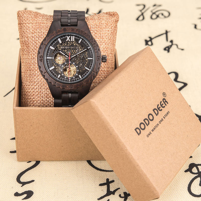 Mechanische Holz‑Uhr mit Lumen‑ und Chronographen – Bild 5 | LuxeStyle