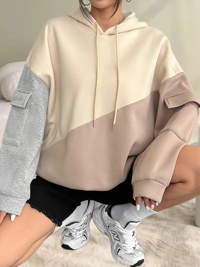 Color-Block Hoodie mit langen Ärmeln