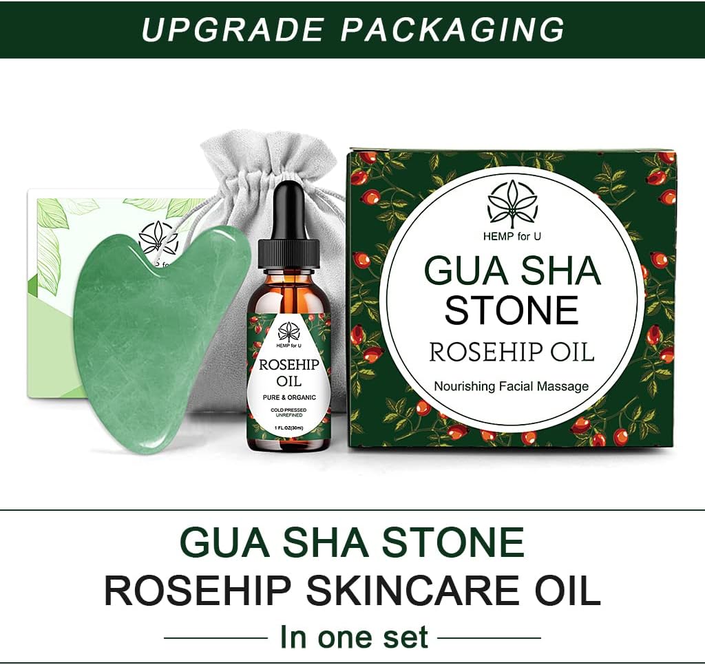Gua-Sha-Set «Jade» · Massage-Tool & Rosehip-Öl