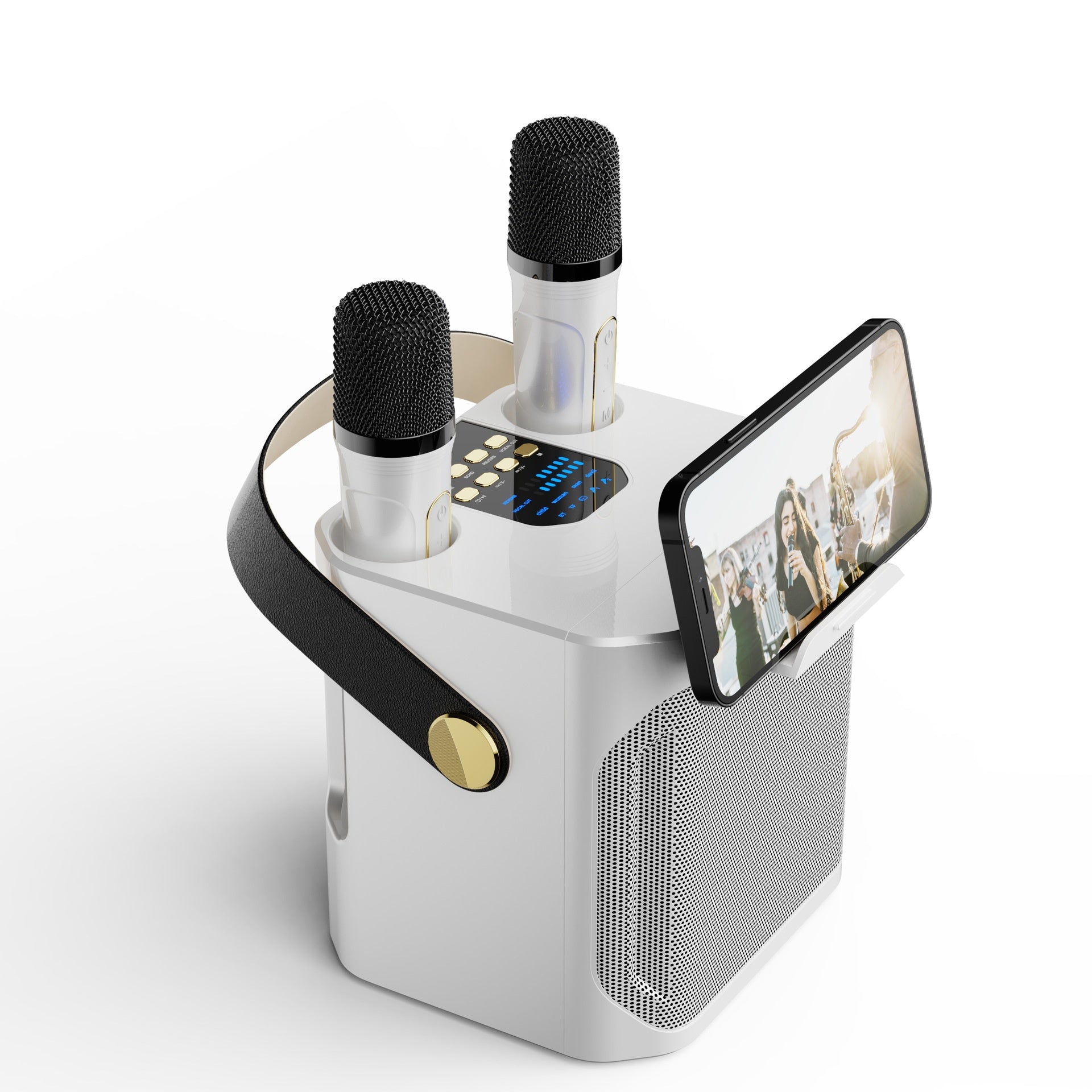 Bluetooth-Lautsprecher mit 2 Mikrofonen für Outdoor-Karaoke