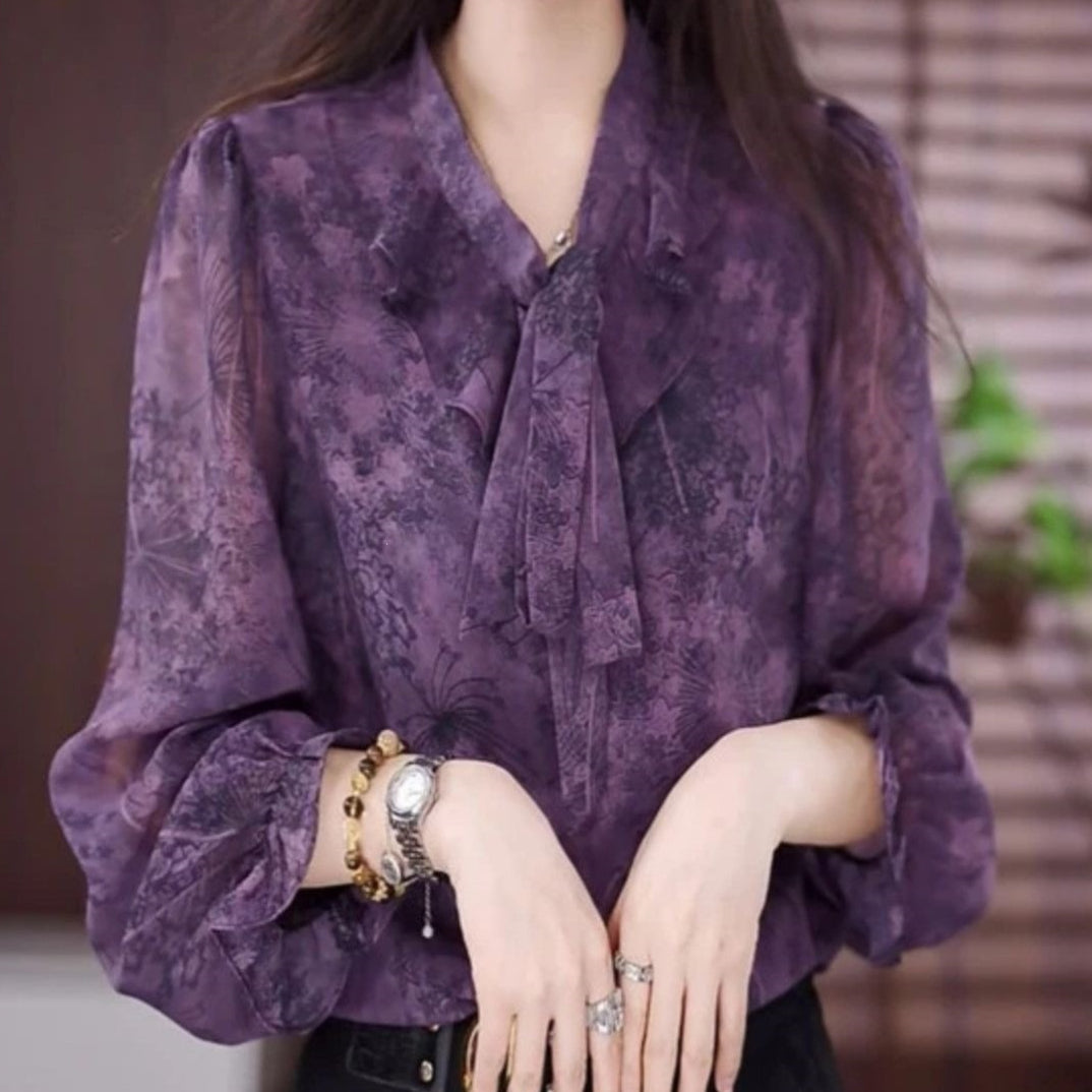 Elegantes Chiffon-Shirt mit Blumenmuster – Bild 2 | LuxeStyle