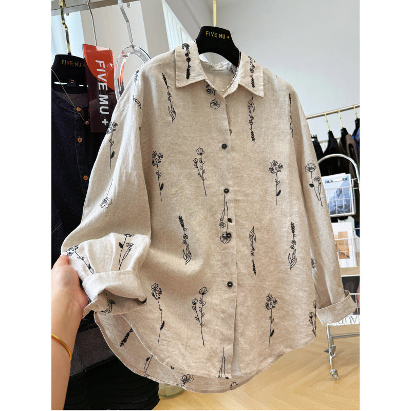 Elegantes Langarm-Top mit Pflanzenmuster – Bild 5 | LuxeStyle
