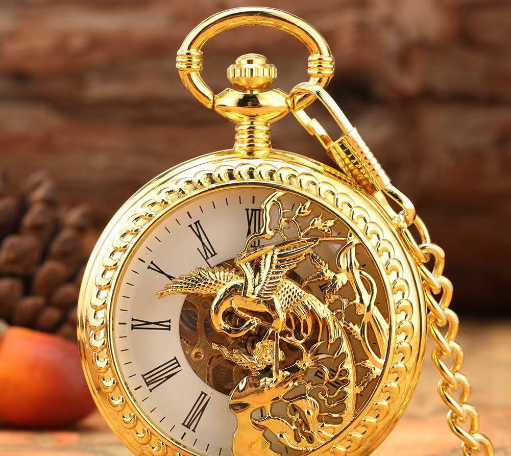 Mechanische Taschenuhr mit römischem Zifferblatt – Ansicht 6