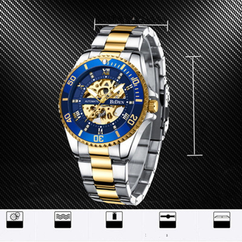 Mechanische, wasserdichte Herrenuhr mit Leuchtzeigern – Bild 3 | LuxeStyle