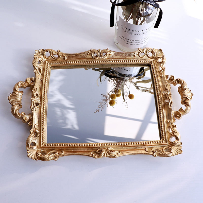 Goldenes Spiegel-Serviertablett mit Aufdruck | LuxeStyle