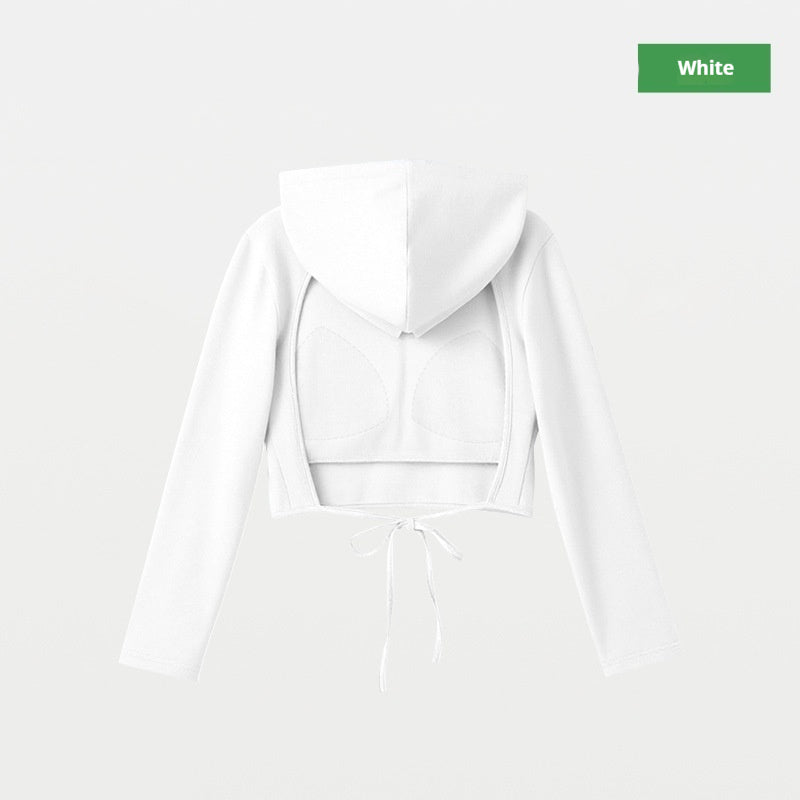 Cropped Hoodie mit integrierten Brustpolstern