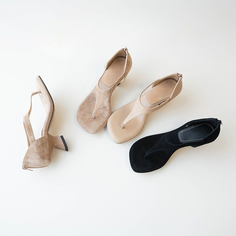 Slip-on Sandalen mit eckiger Zehenpartie