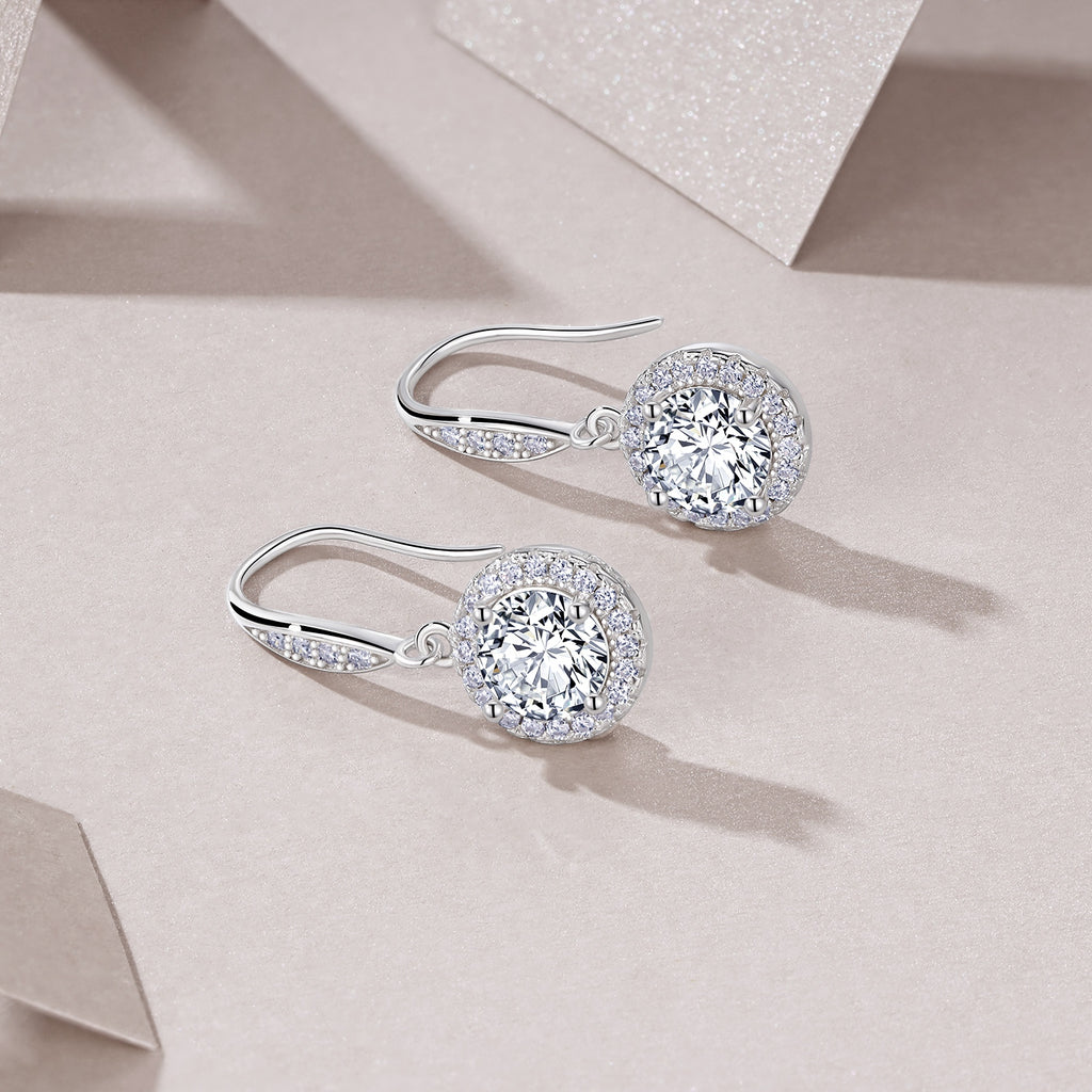 Moissanit-Ohrhänger «Halo» 1 ct · 925 Silber