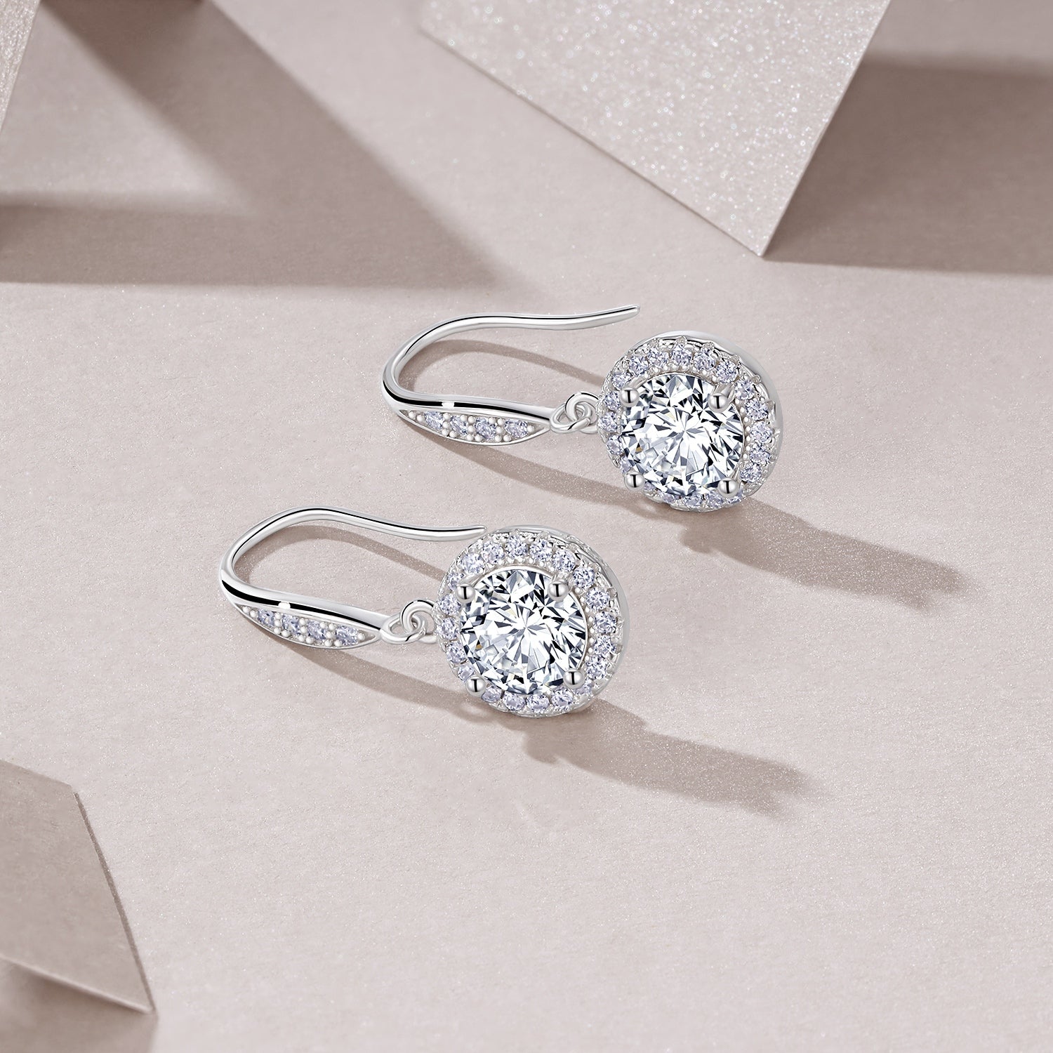 Moissanit-Ohrhänger «Halo» 1 ct · 925 Silber
