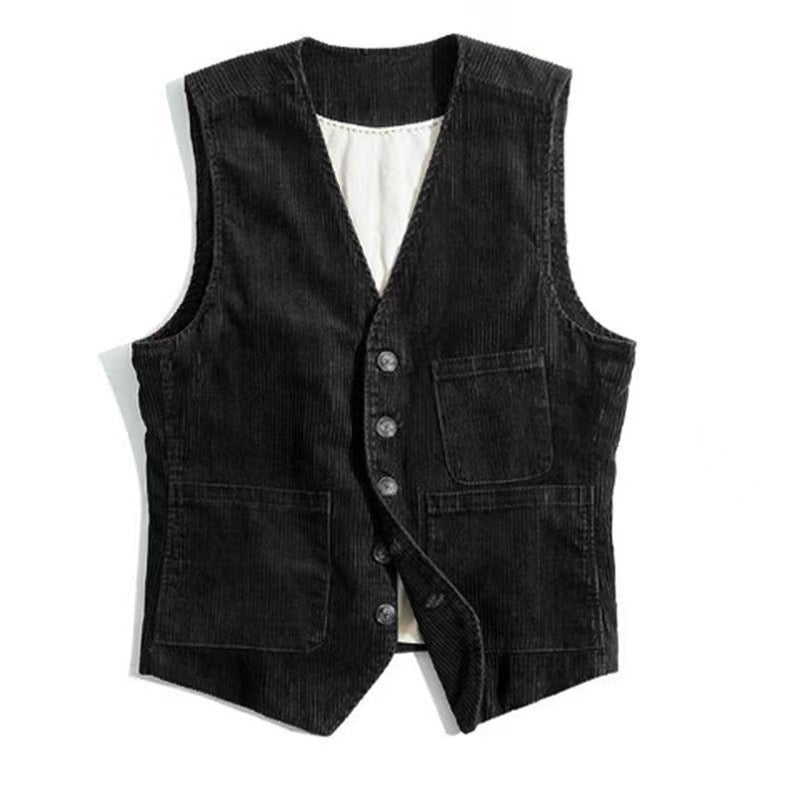Corduroy-Weste für Herren mit Patchwork