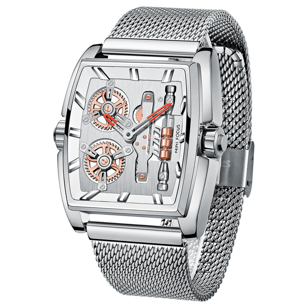 Herren-Quarzuhr mit Stahlgeflechtarmband – Bild 4 | LuxeStyle