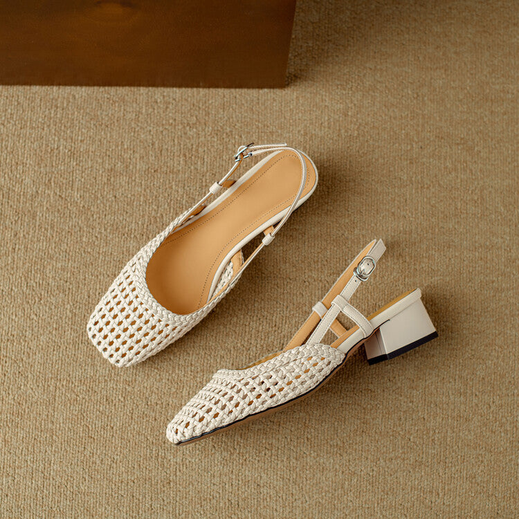 Geflochtene Sandalen mit Blockabsatz – Bild 4 | LuxeStyle