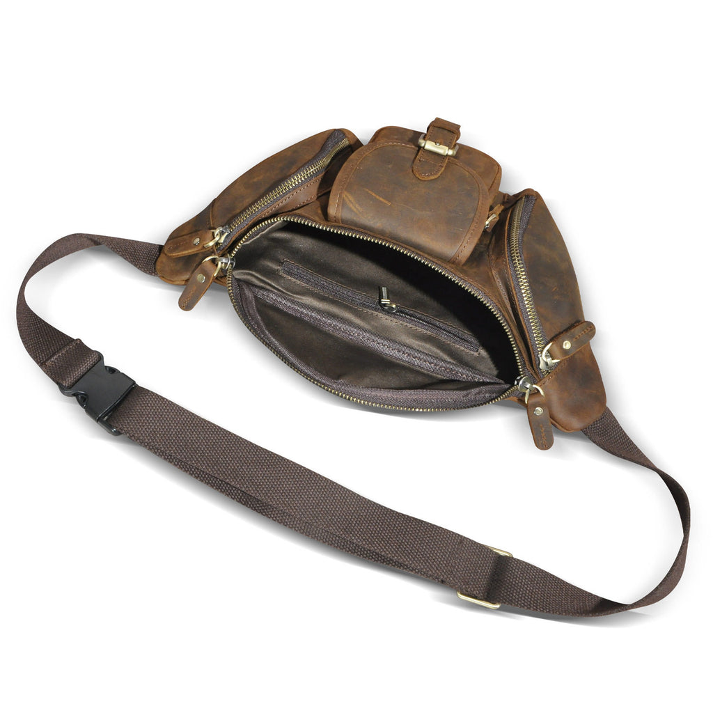 Crazy Horse Leder Brusttasche für Herren – Ansicht 4