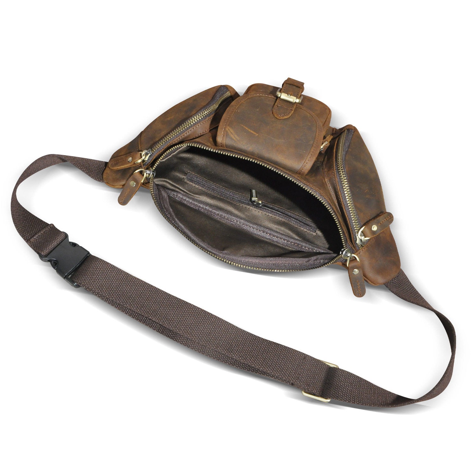 Crazy Horse Leder Brusttasche für Herren – Ansicht 4
