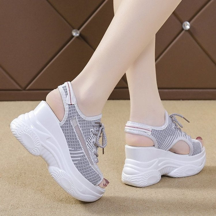 Keilabsatz-Sandalen mit atmungsaktivem Mesh – Bild 6 | LuxeStyle