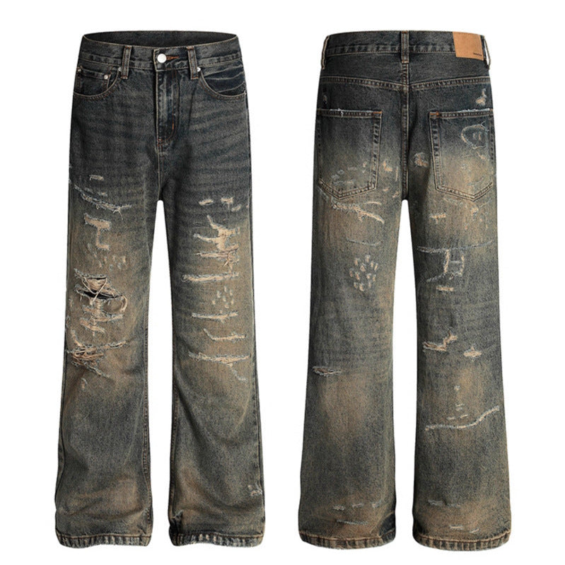 Retro Tie-Dye Jeans mit weitem Bein