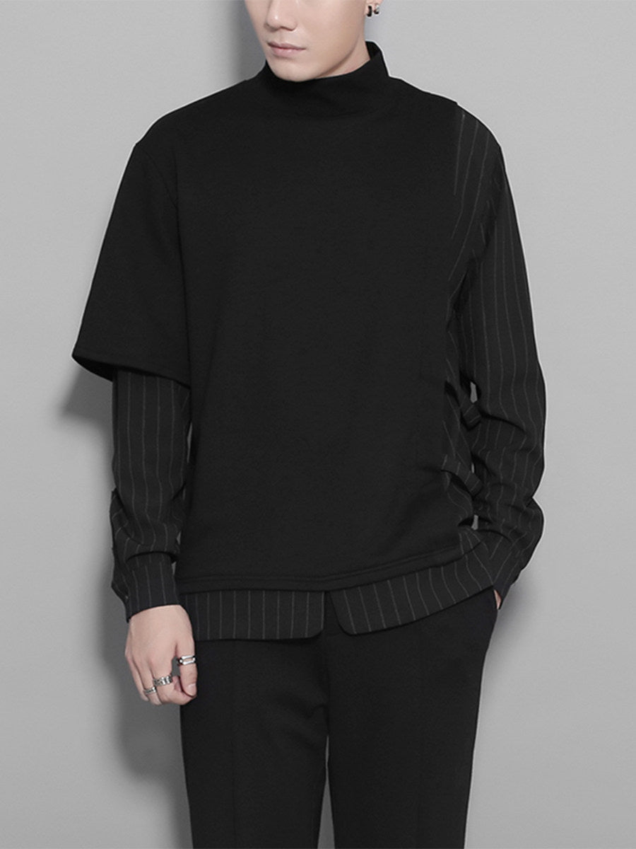 Langarm T-Shirt mit asymmetrischem Streifen-Patchwork – Bild 4 | LuxeStyle