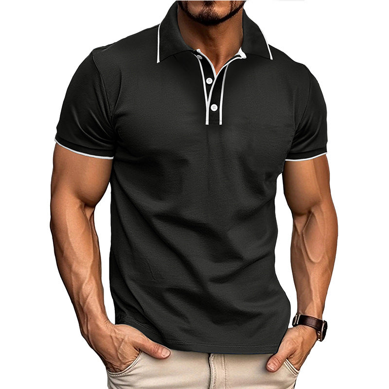 Herren Kurzarmhemd mit Revers und Jacquard | LuxeStyle