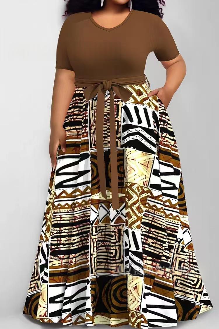 Damen-Kleid mit Kontrastfarben und Druck – Bild 2 | LuxeStyle