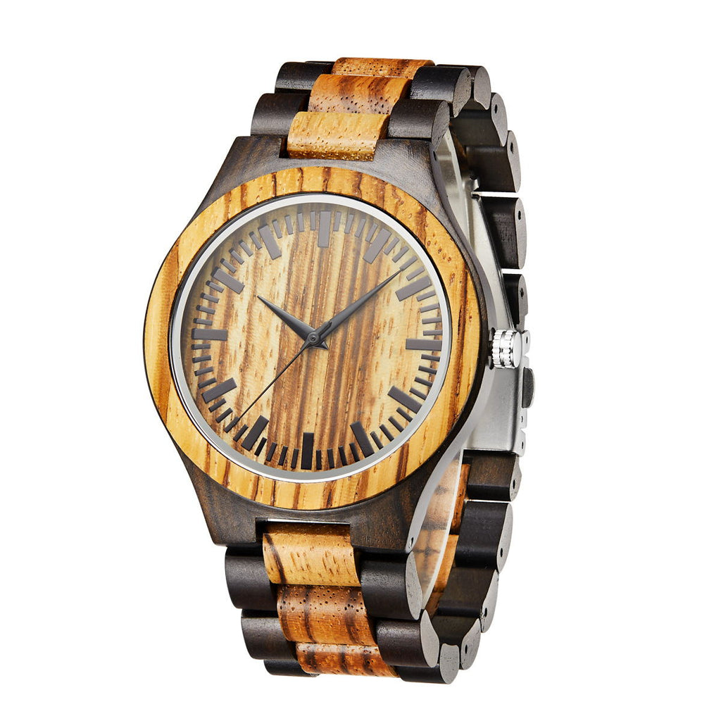 Zebra Quarzuhr aus Holz