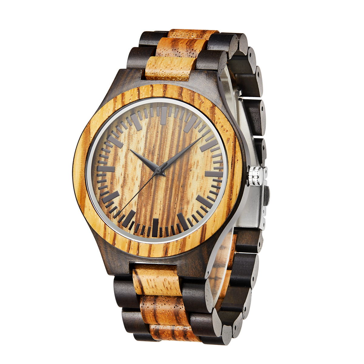 Zebra Quarzuhr aus Holz