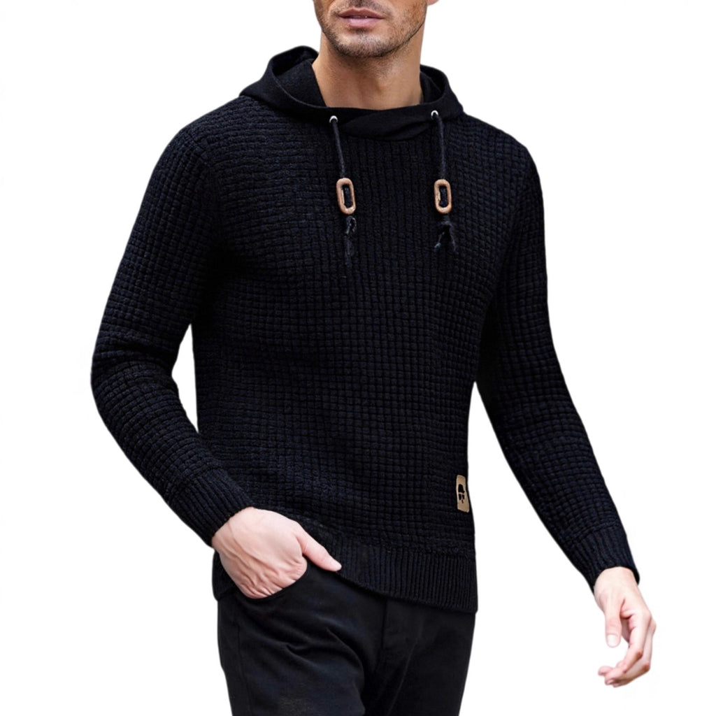 Männlicher Strickpullover mit Kapuzenfunktion – Bild 2 | LuxeStyle