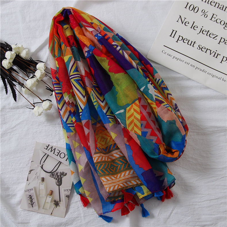 Bunter Schal mit geometrischem Muster – Bild 3 | LuxeStyle
