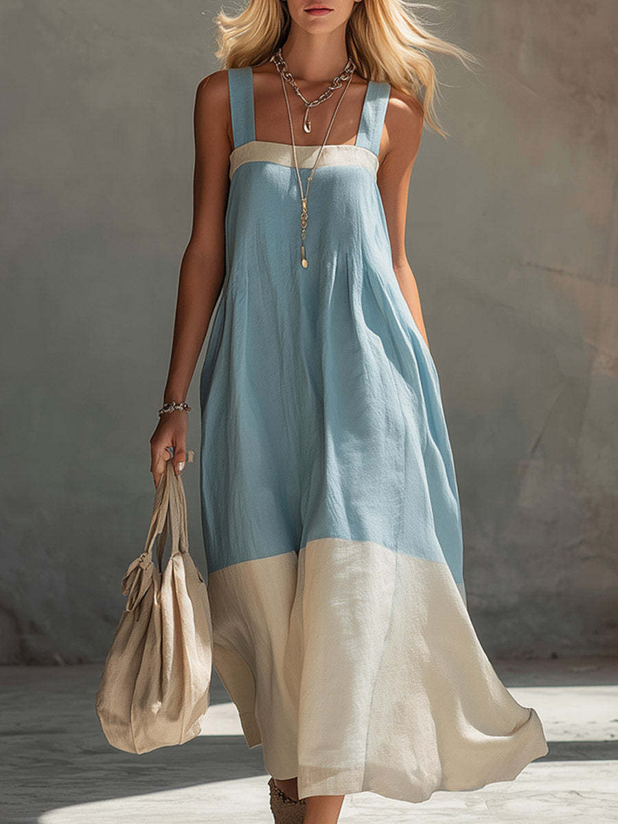 Chic Strap Maxi-Kleid mit Farbkontrast – Bild 11 | LuxeStyle