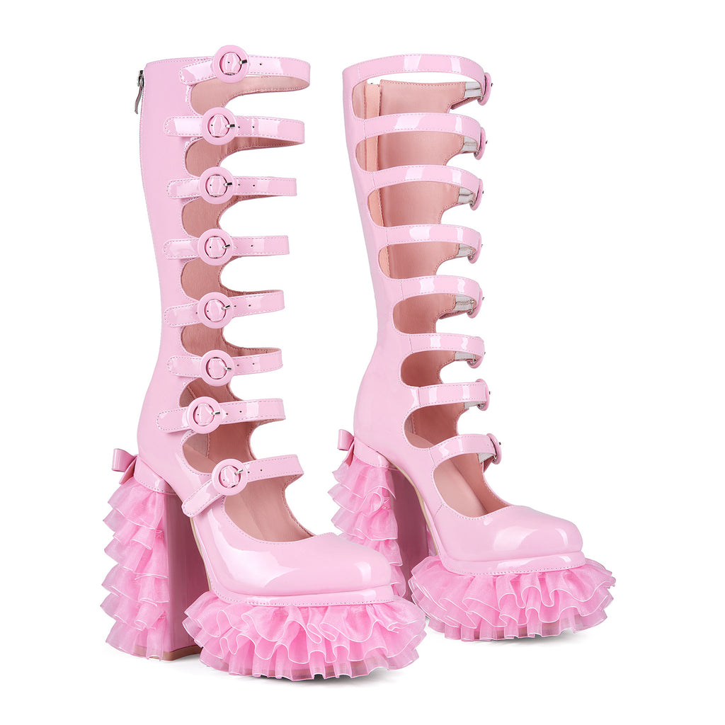 Fransen-Stiefeletten mit Chunky-Heel