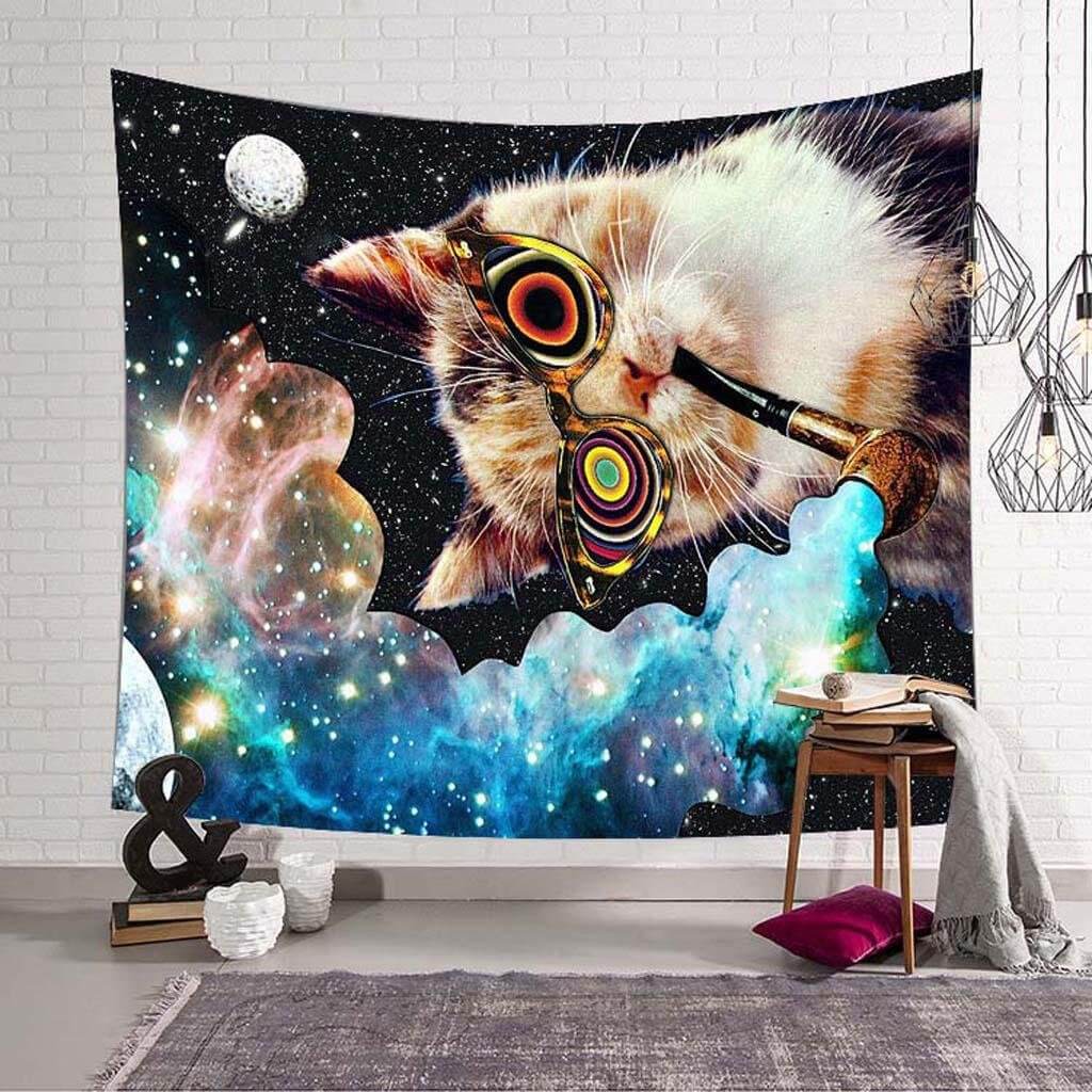 Steinige Katze Wandteppich | LuxeStyle
