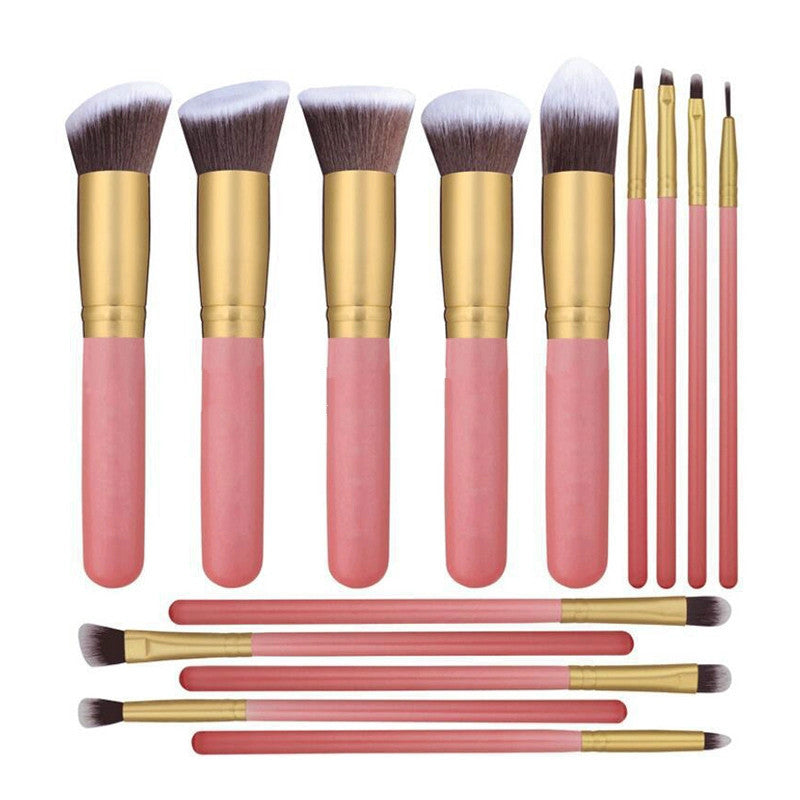 14-teiliges Make-up Pinselset mit Holzgriff