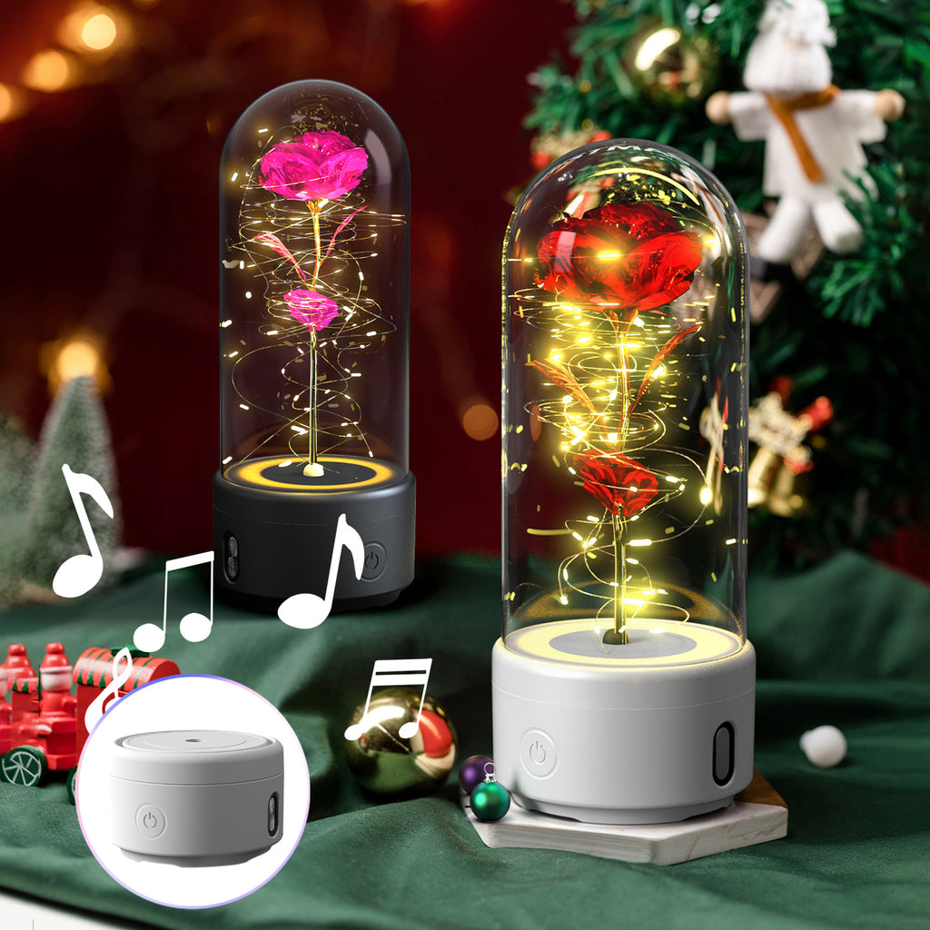 LED Rose mit Bluetooth-Speaker im Glas