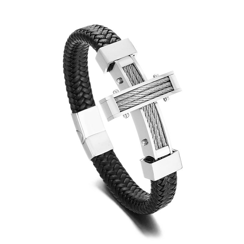 Herrenarmband aus Titanstahl mit Kreuz-Anhänger – Bild 7 | LuxeStyle