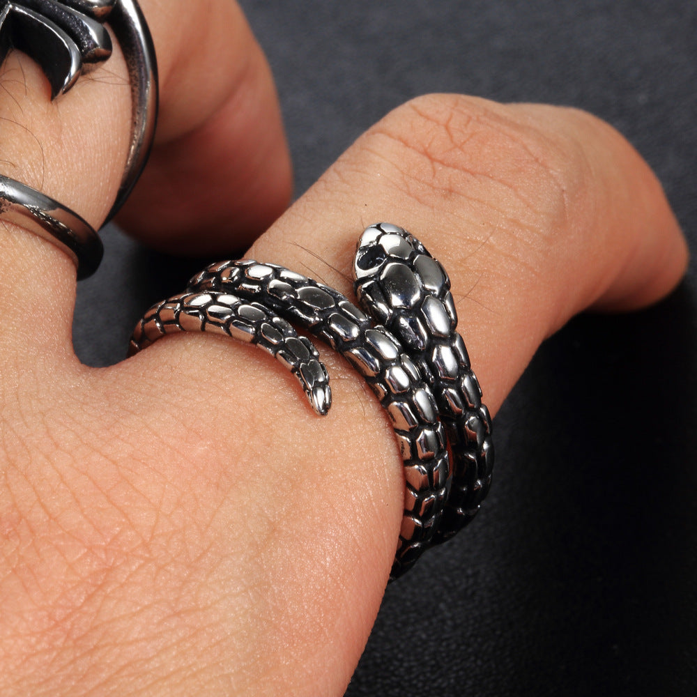 Herren Ring Edelstahl Schlange