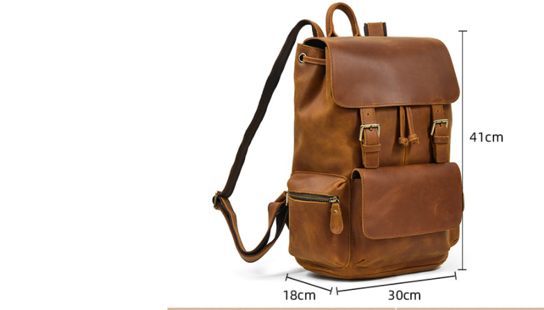 Retro-Casual Leder-Rucksack 20 L, braun – Bild 4 | LuxeStyle
