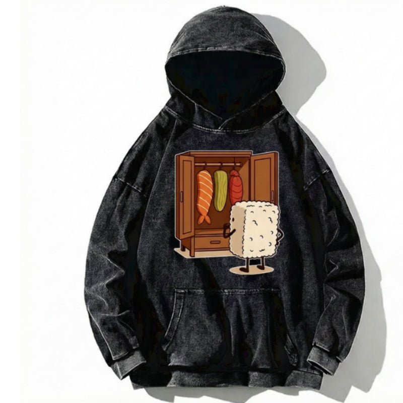 Vintage Hoodie aus Baumwolle mit Schneeflocken-Print