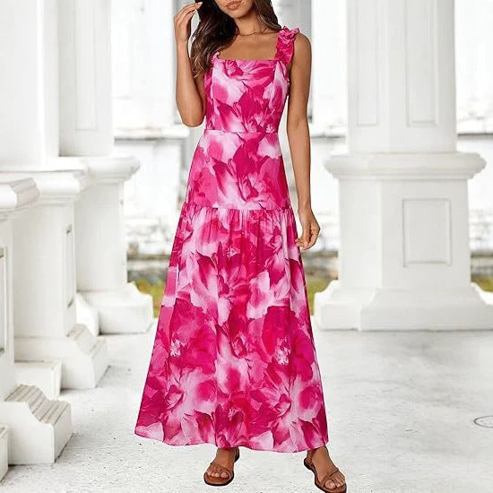 Damen-Sommerkleid ohne Ärmel, Blumenprint