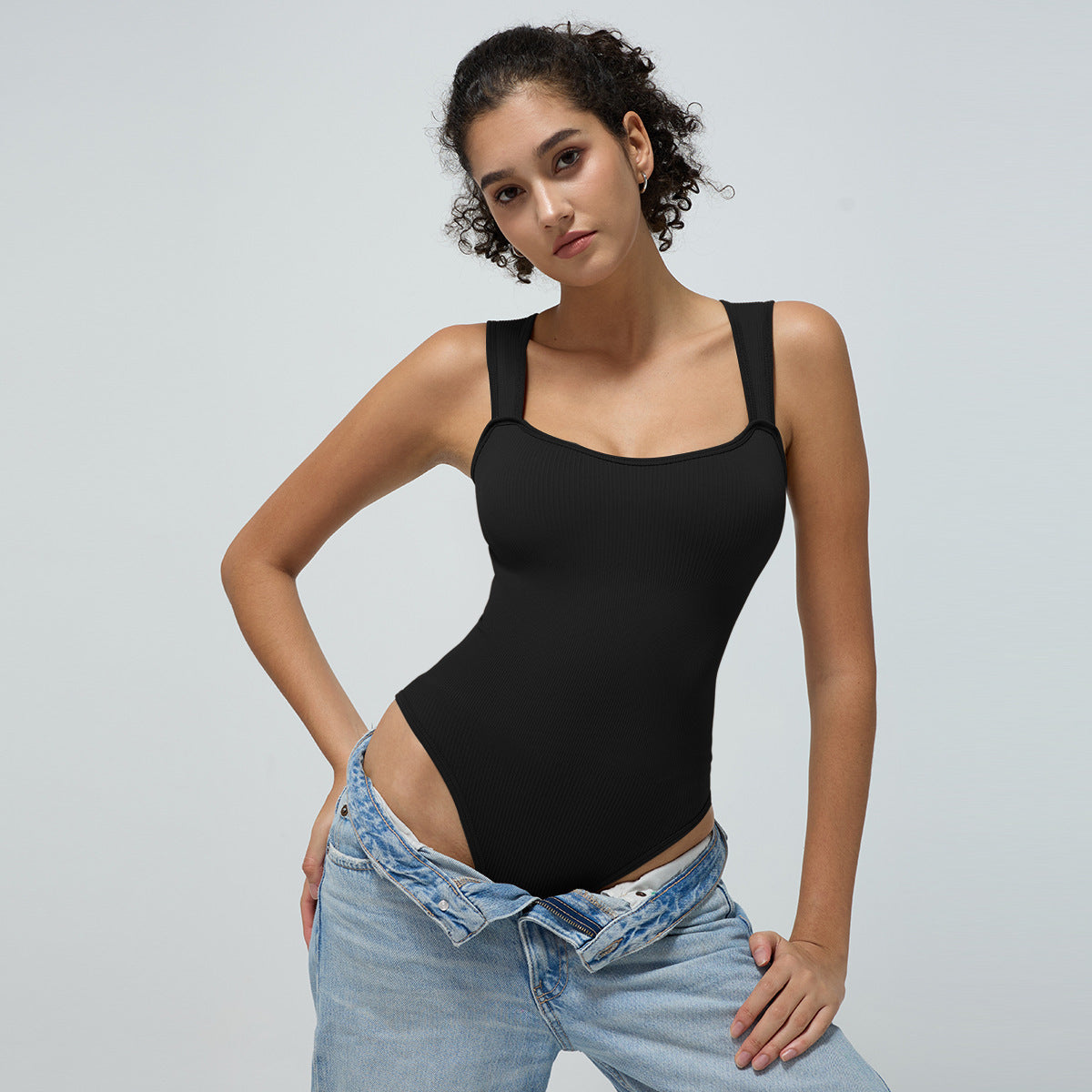 Nahtloser Casual Jumpsuit mit Spaghettiträgern
