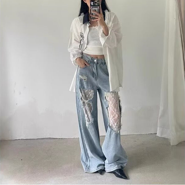 Vintage-Lace-Rip Jeans
