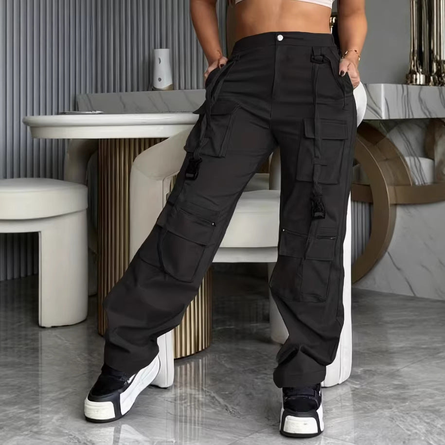Freizeit-Hose mit weitem Bein – Schwarz
