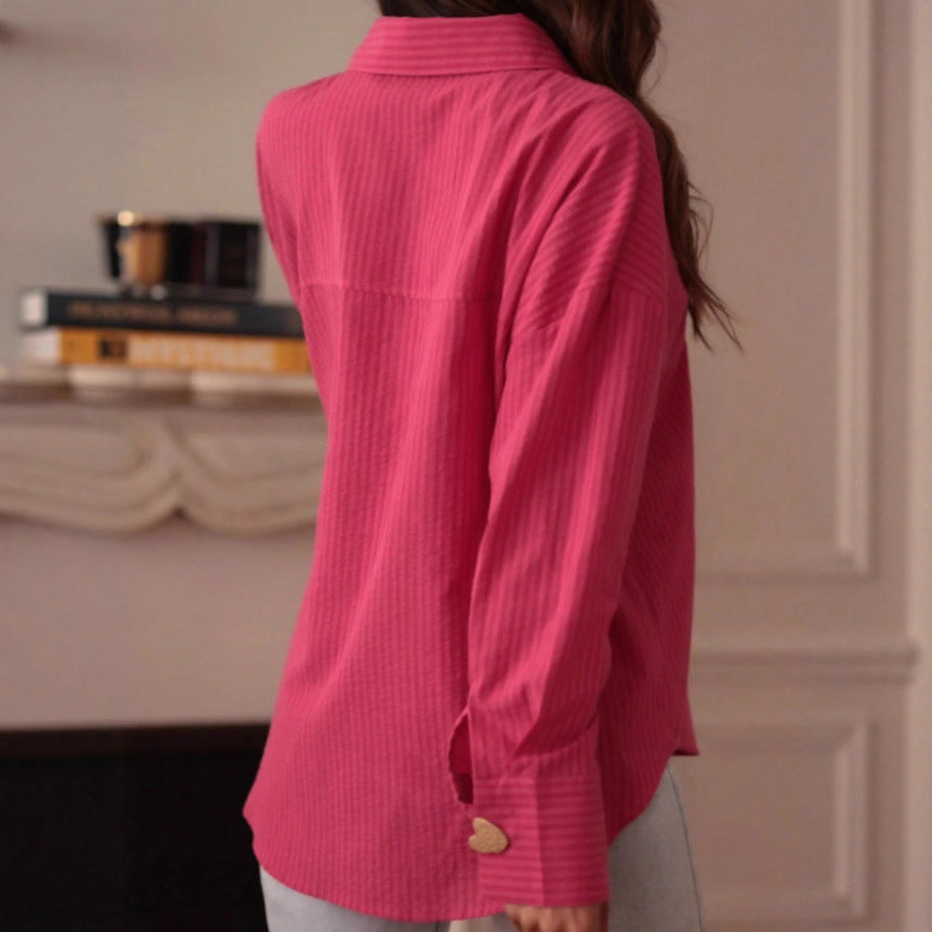 Gestreifte Bluse aus Polyester – Bild 4 | LuxeStyle