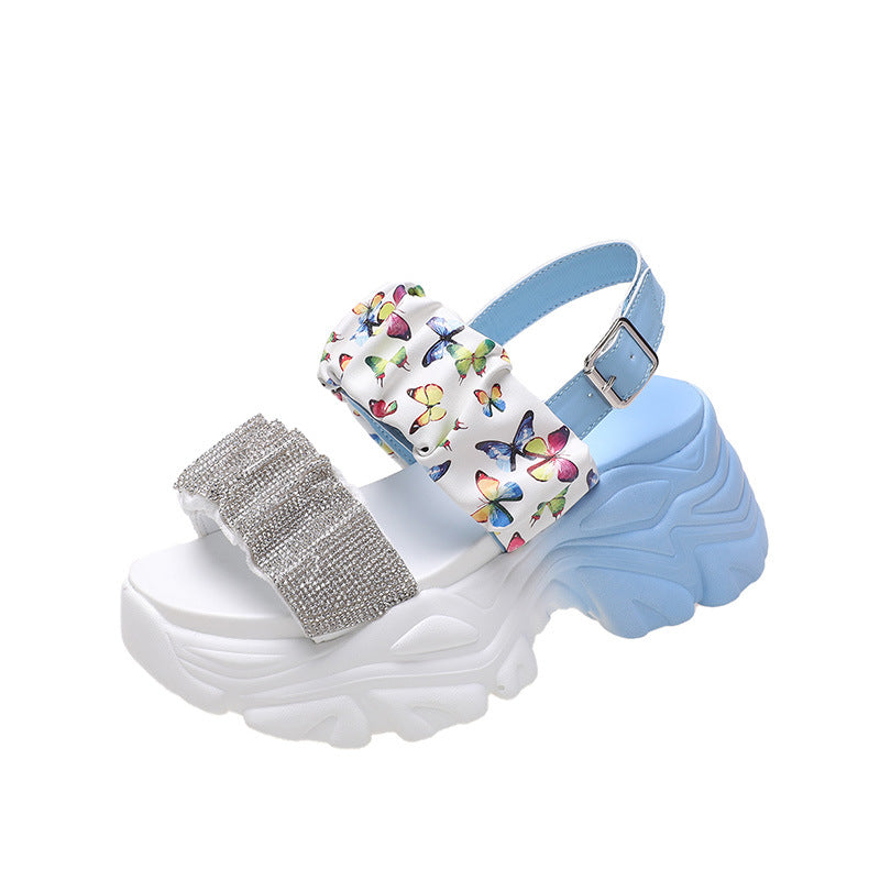 Gradient Platform Sandalen mit Riemen – weiss/blau/pink – Bild 4 | LuxeStyle
