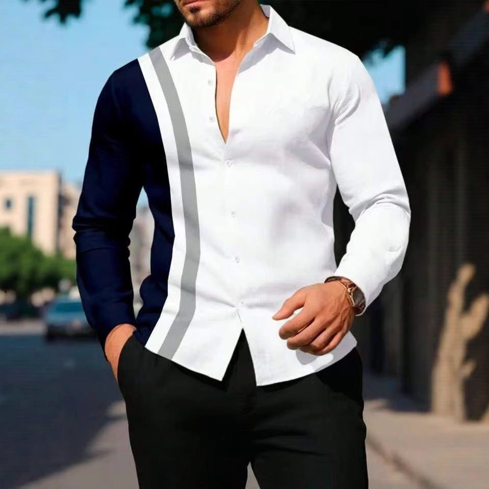 Color-Block Langarmhemd für Herren – Bild 5 | LuxeStyle