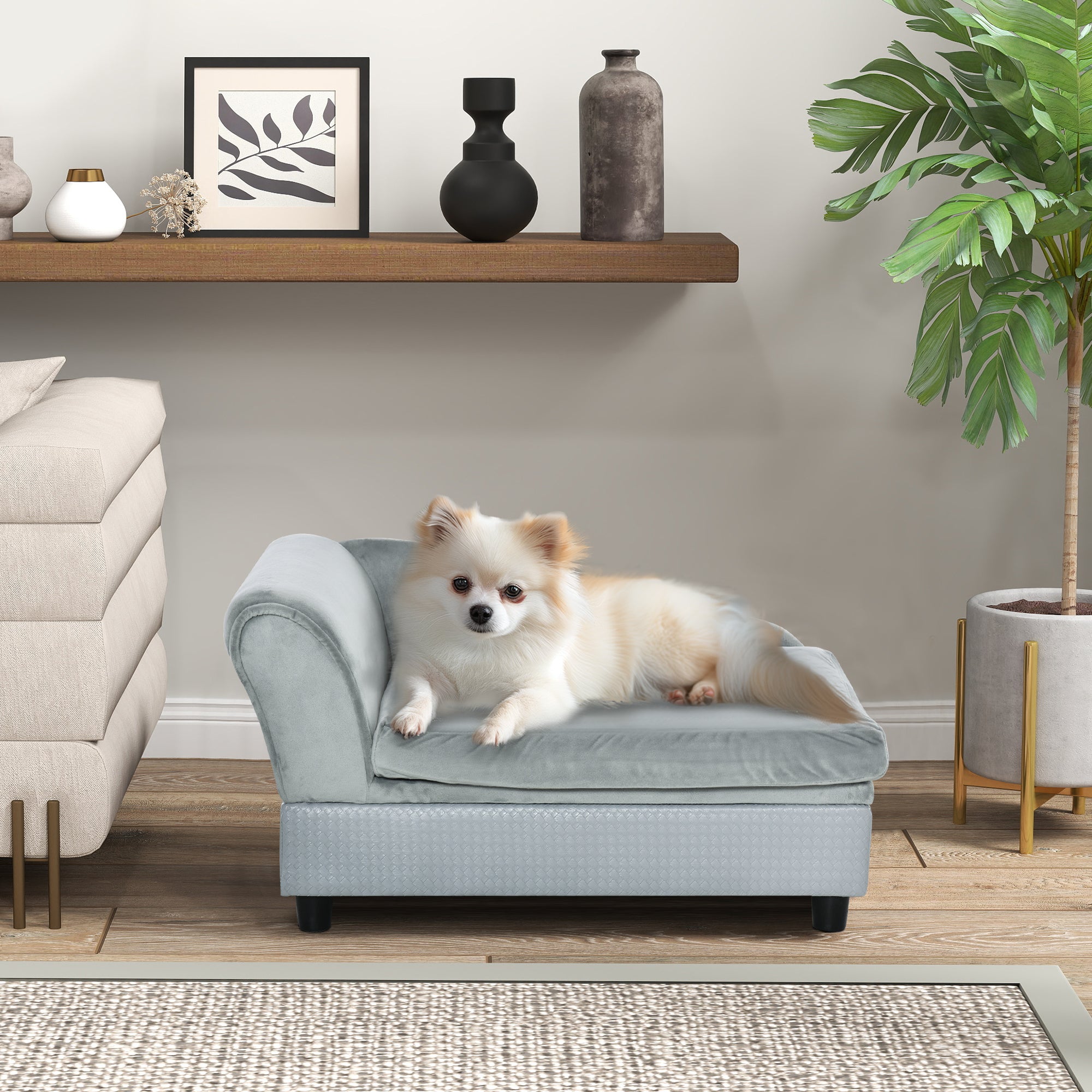 Kuscheliges Hundesofa mit Stauraum für kleine Hunde