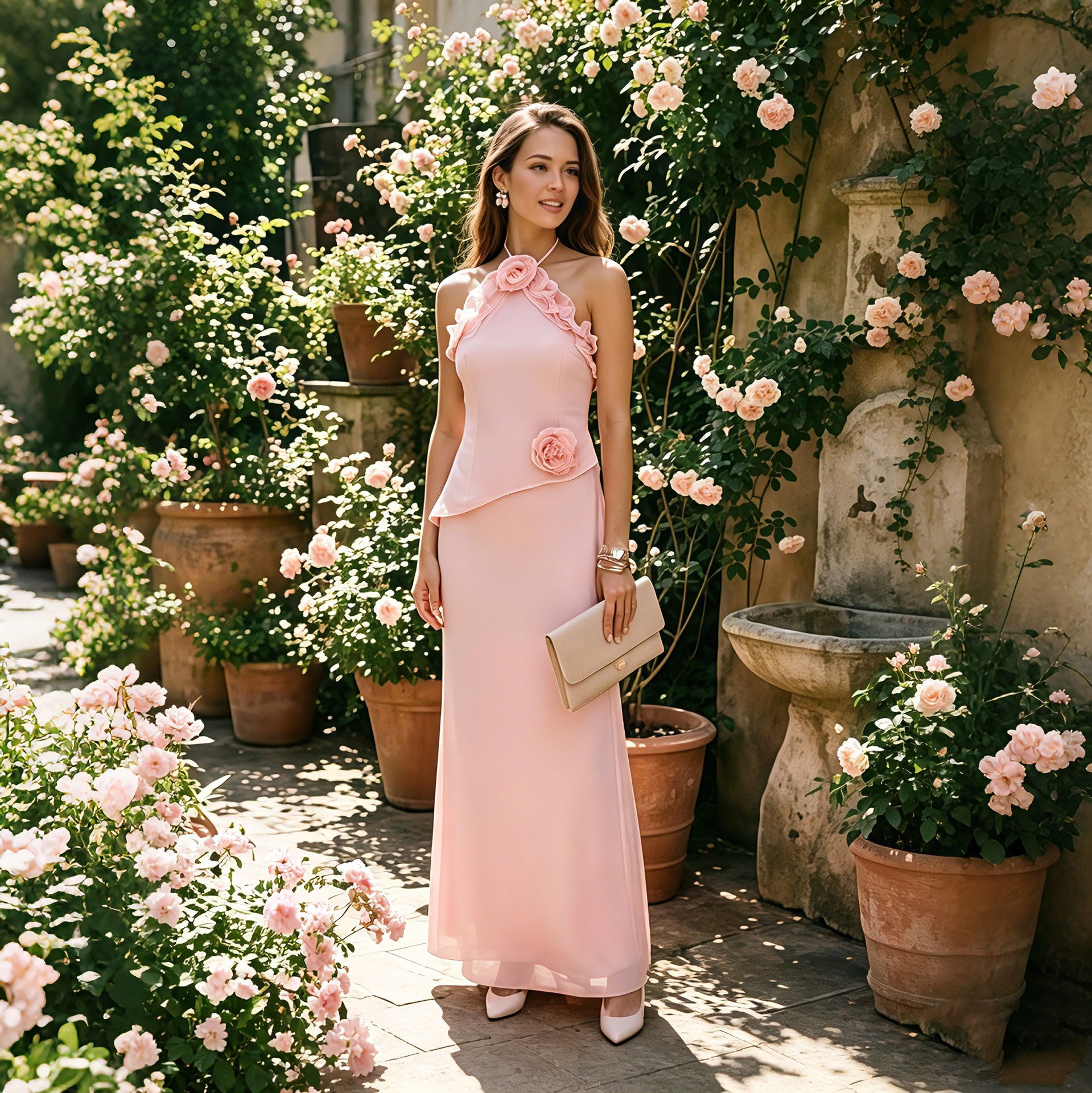Chiffon-Kleid mit Ruffles