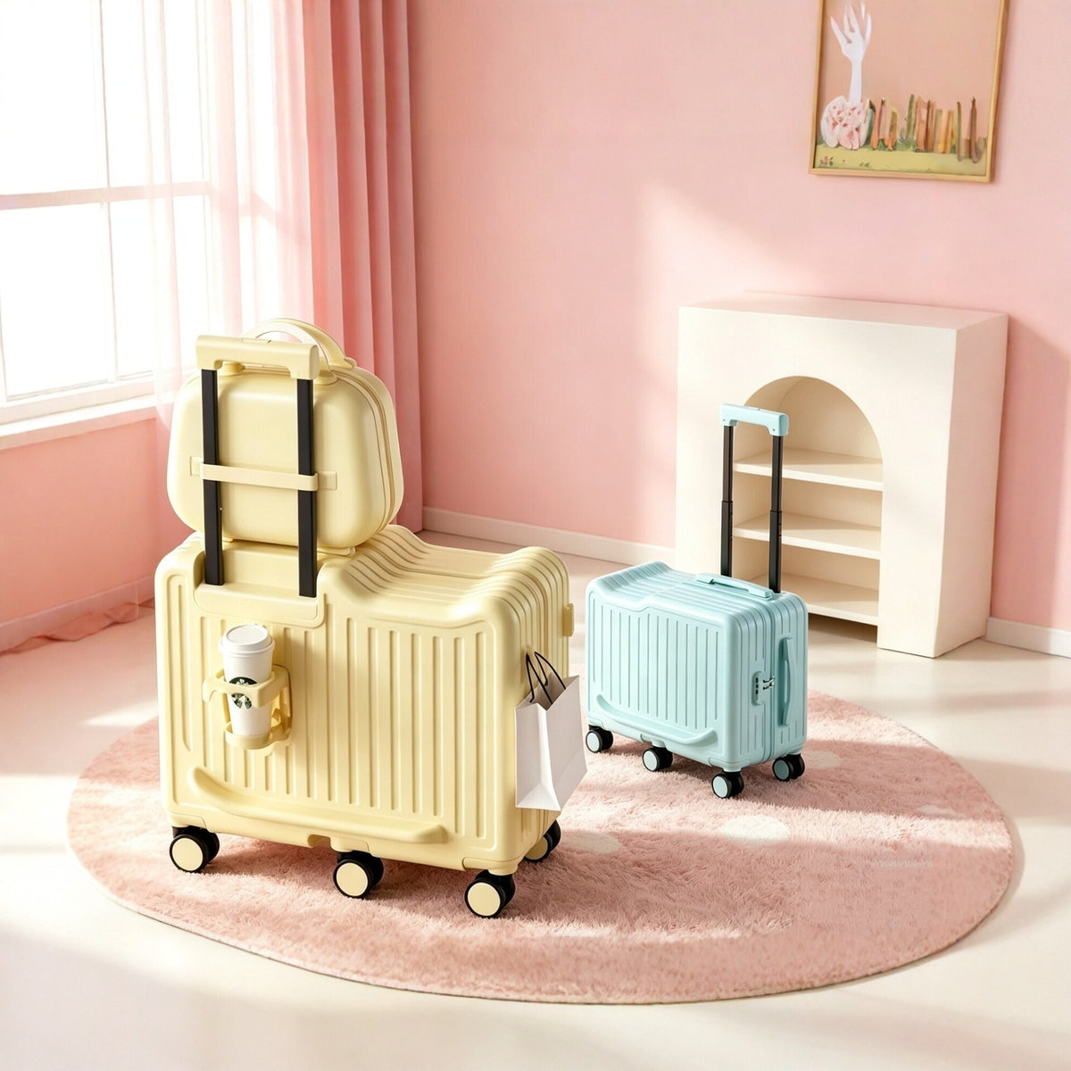 Kinder Rollkoffer mit Sitz- und Reifemöglichkeit – Bild 3 | LuxeStyle