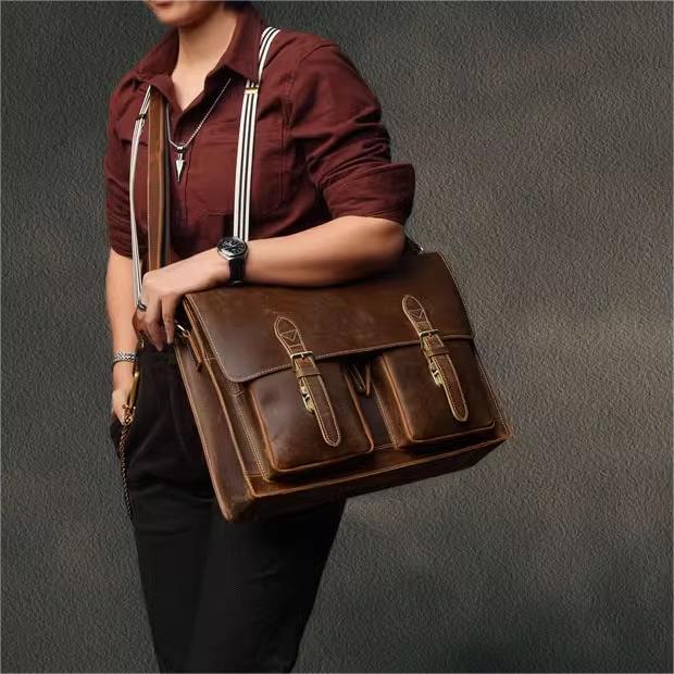 Rindsleder-Leder Crossbody Business Tasche – Bild 7 | LuxeStyle