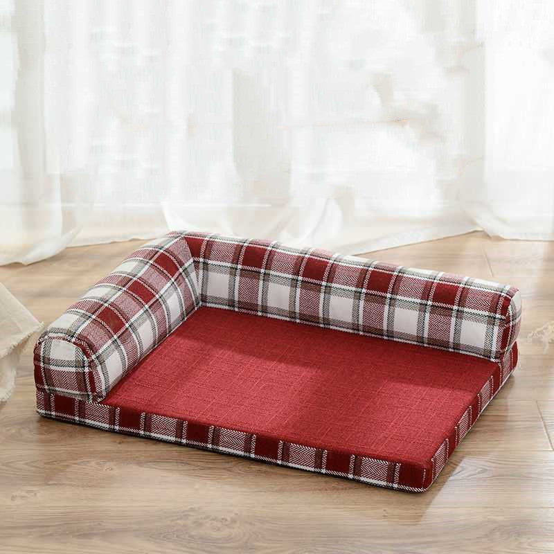 Kratzfestes Leinen-Hundebett mit Kissen